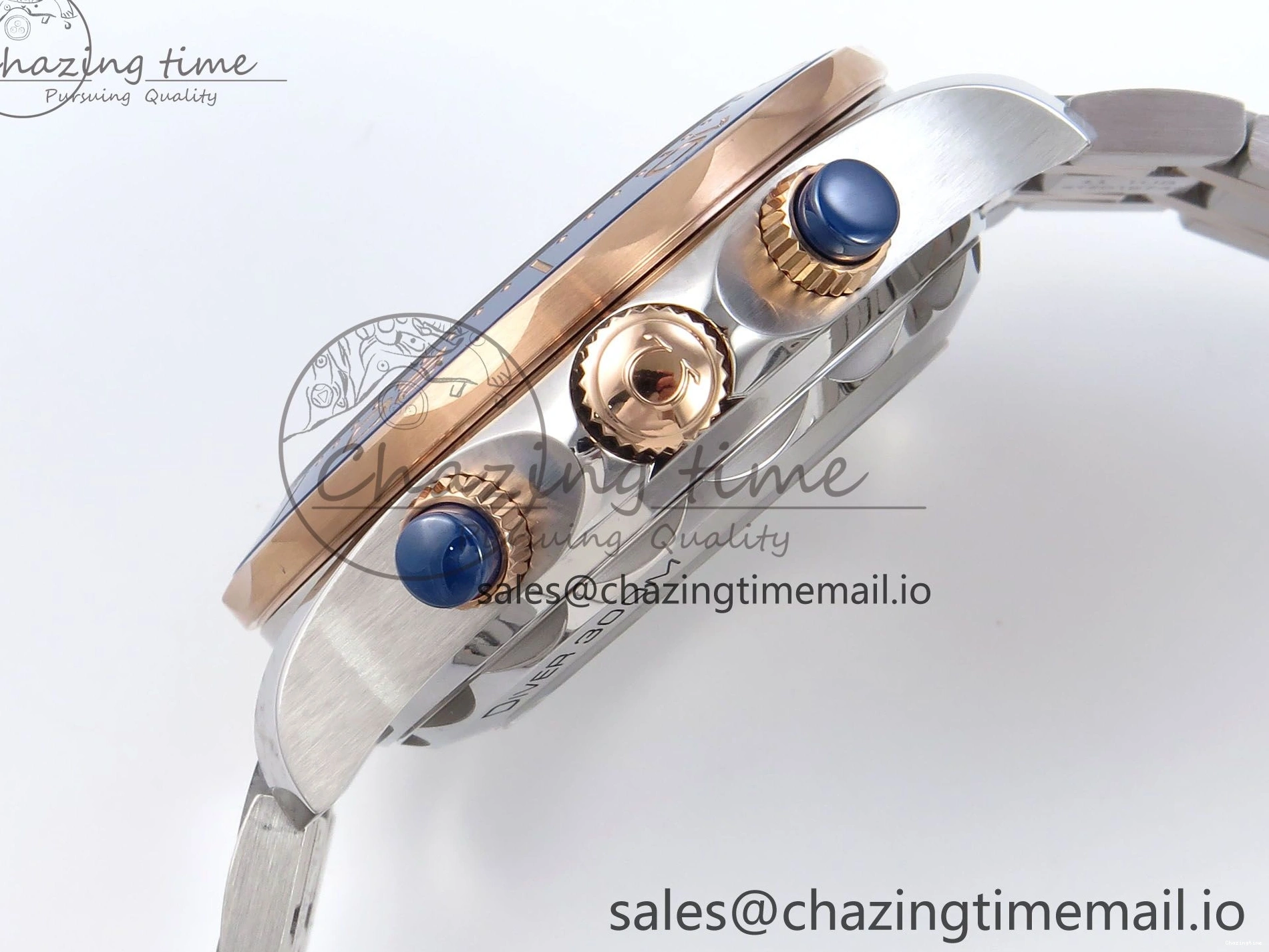 0131 Seamaster 300m Chrono SS RG OMF 1:1 Best Edition Blue Dial on SS RG Bracelet A Timeless 7686